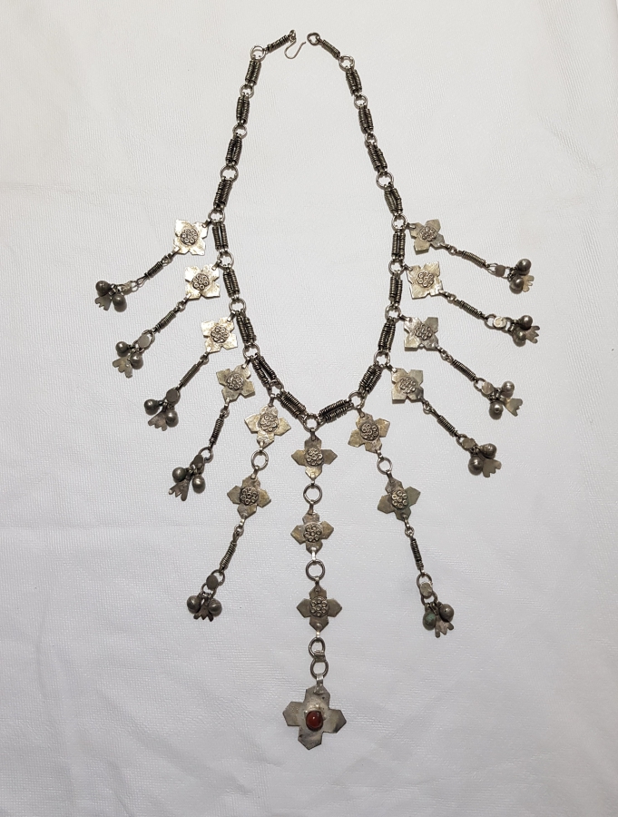 OSMANLI DÖNEMİ ERMENİ İŞİ HAÇ FORMLU NADİR GÜMÜŞ GERDANLIK