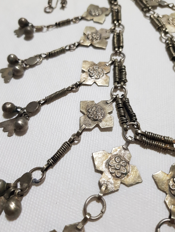 OSMANLI DÖNEMİ ERMENİ İŞİ HAÇ FORMLU NADİR GÜMÜŞ GERDANLIK