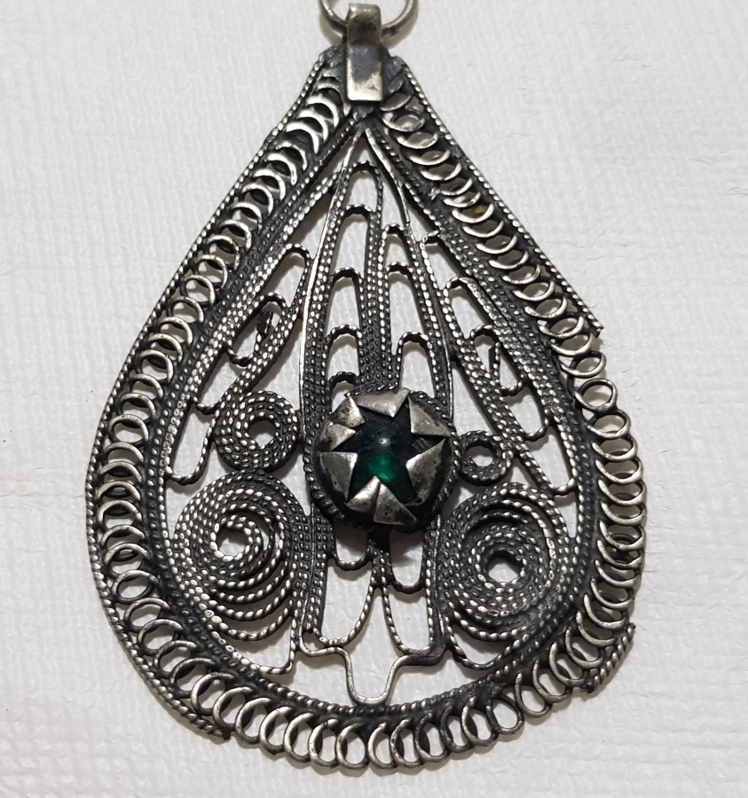 OSMANLI DÖNEMİ TELKARİ GÜMÜŞ ARMUDİ KOLYE UCU