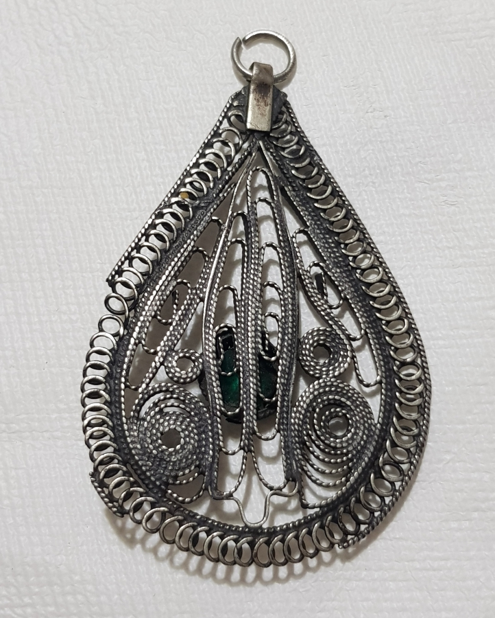 OSMANLI DÖNEMİ TELKARİ GÜMÜŞ ARMUDİ KOLYE UCU