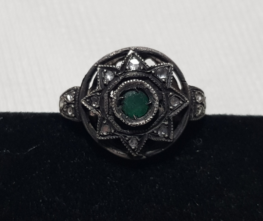 OSMANLI DÖNEMİ ZÜMRÜT TAŞLI ELMAS YÜZÜK