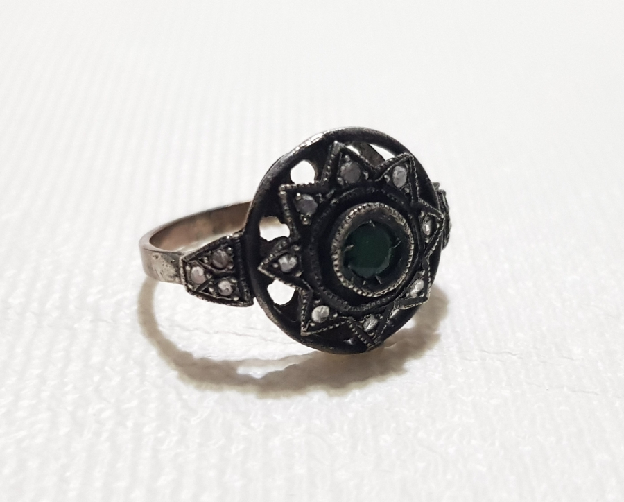 OSMANLI DÖNEMİ ZÜMRÜT TAŞLI ELMAS YÜZÜK