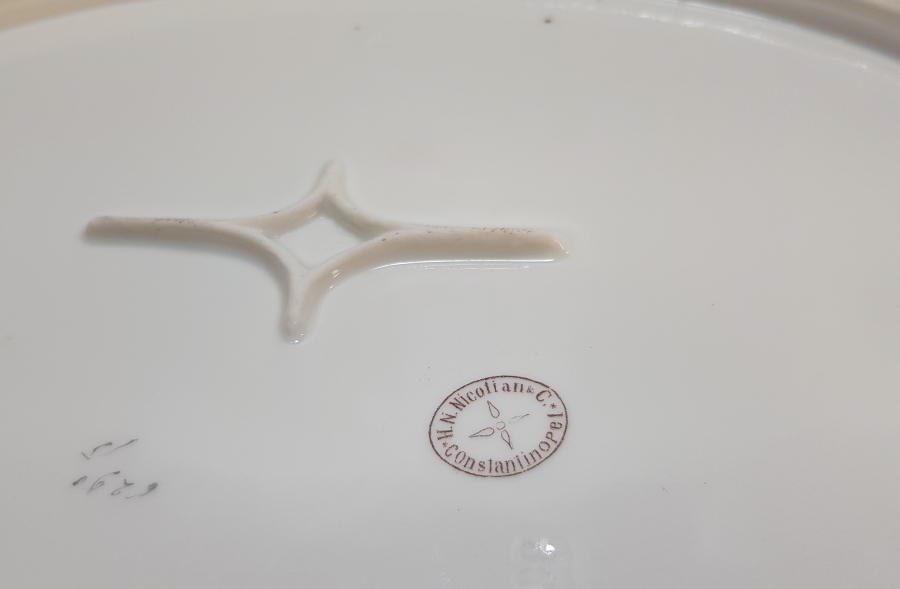 OSMANLI DÖNEMİ H. N. NICOTIAN & C. CONSTANTINOPEL DAMGALI ÇOK NADİR DEV BOY PORSELEN SALATA TABAĞI