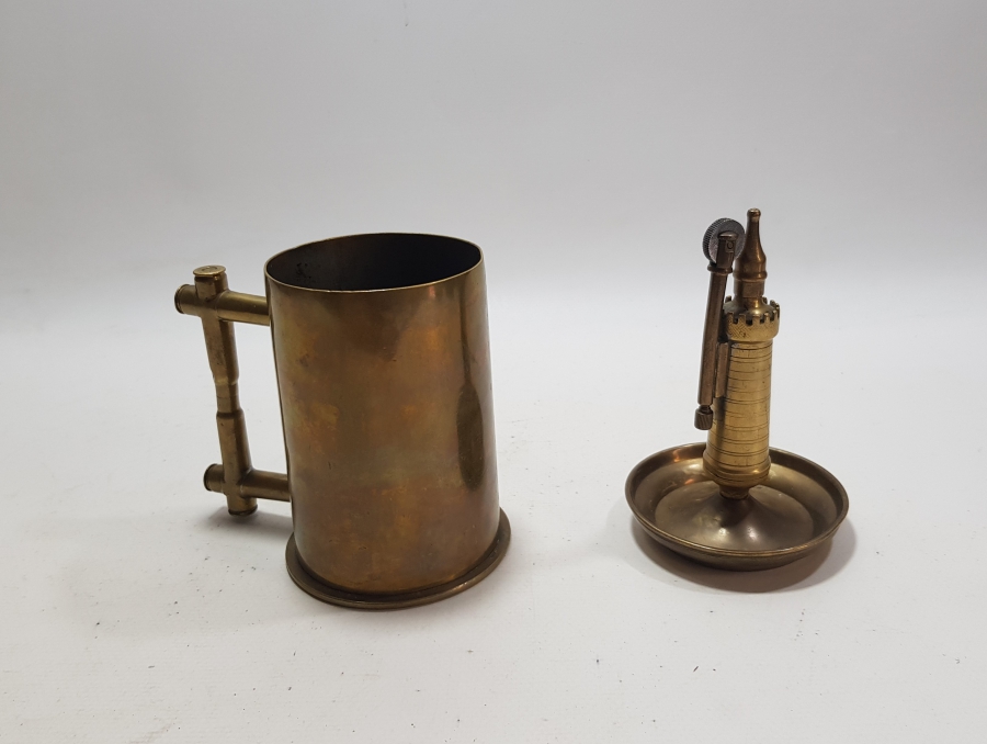 1. DÜNYA SAVAŞI MERMİLERDEN YAPILMIŞ ÇOK NADİR EL YAPIMI SİGARALIK, ÇAKMAK VE KÜL TABLASI