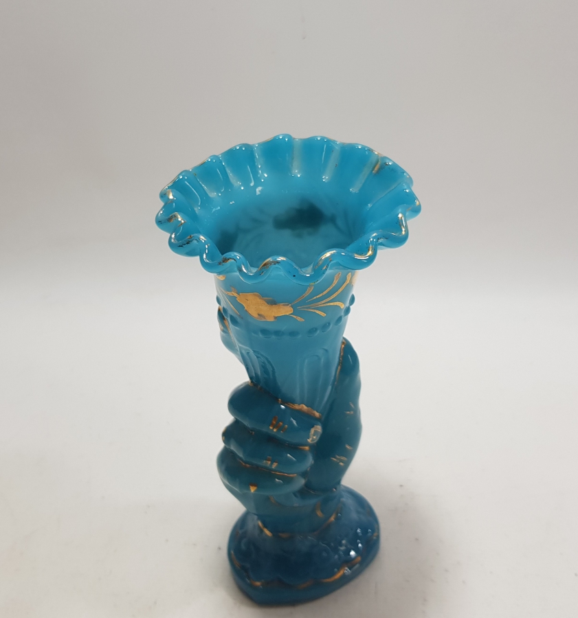 OSMANLI DÖNEMİ EL FORMLU ÇOK NADİR KOPARMA OPAL VAZO