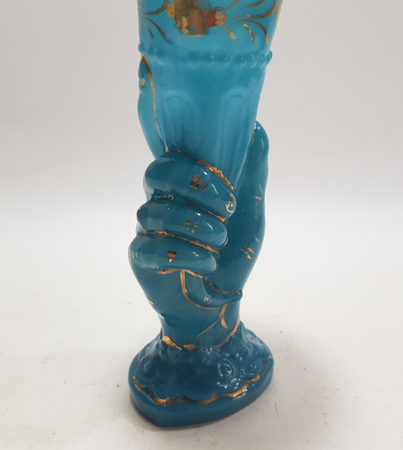 OSMANLI DÖNEMİ EL FORMLU ÇOK NADİR KOPARMA OPAL VAZO