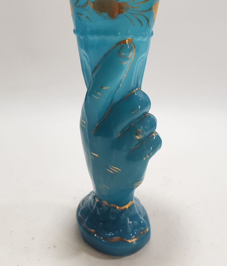 OSMANLI DÖNEMİ EL FORMLU ÇOK NADİR KOPARMA OPAL VAZO