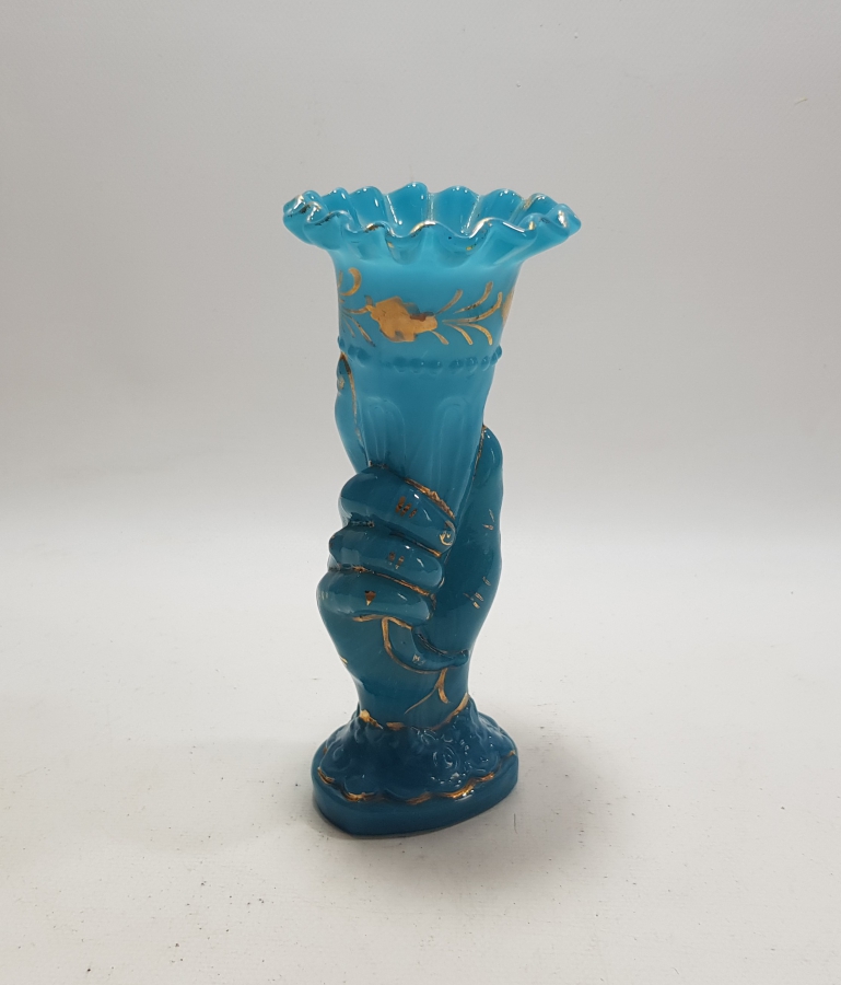 OSMANLI DÖNEMİ EL FORMLU ÇOK NADİR KOPARMA OPAL VAZO