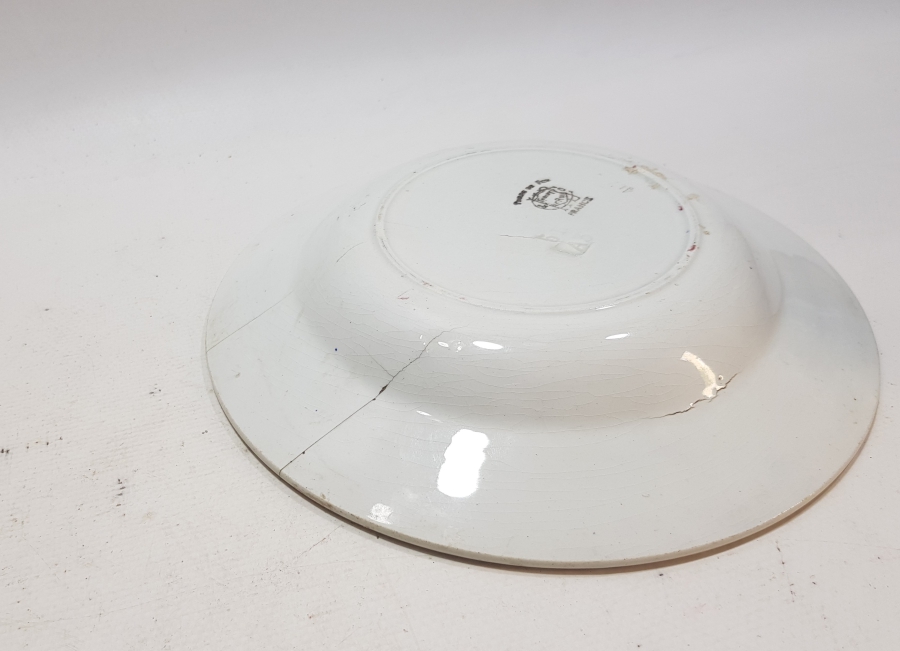 2. MEŞRUTİYET DÖNEMİ AY YILDIZ BAYRAKLARLA SÜSLÜ PORSELEN TABAK