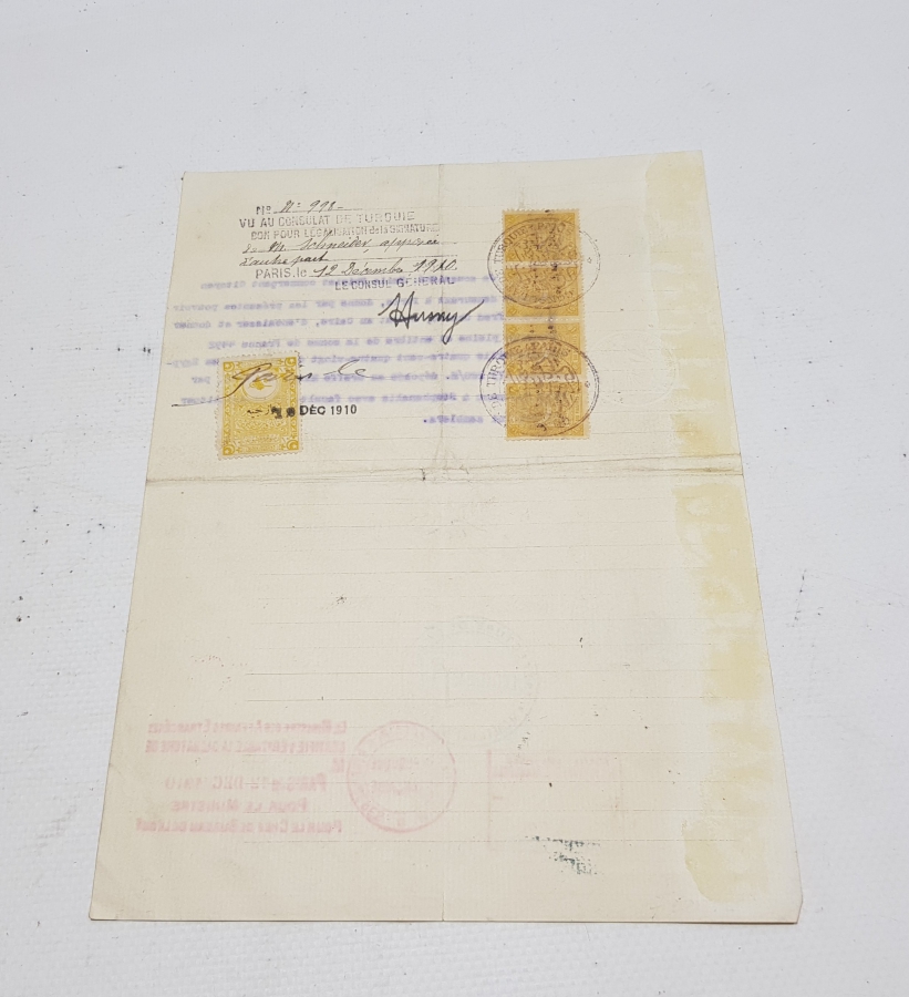 OSMANLI HARİCİYE PULLU DEĞERLİ EVRAK