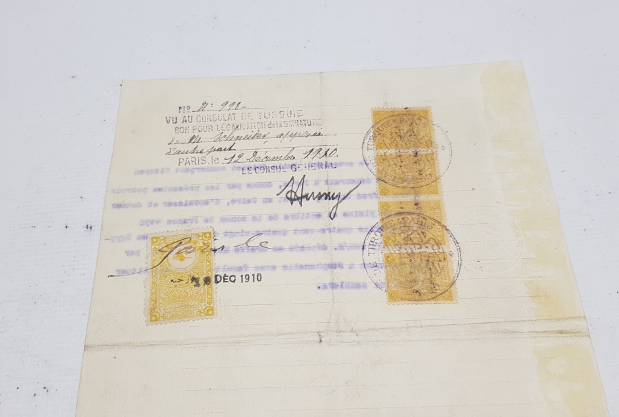 OSMANLI HARİCİYE PULLU DEĞERLİ EVRAK