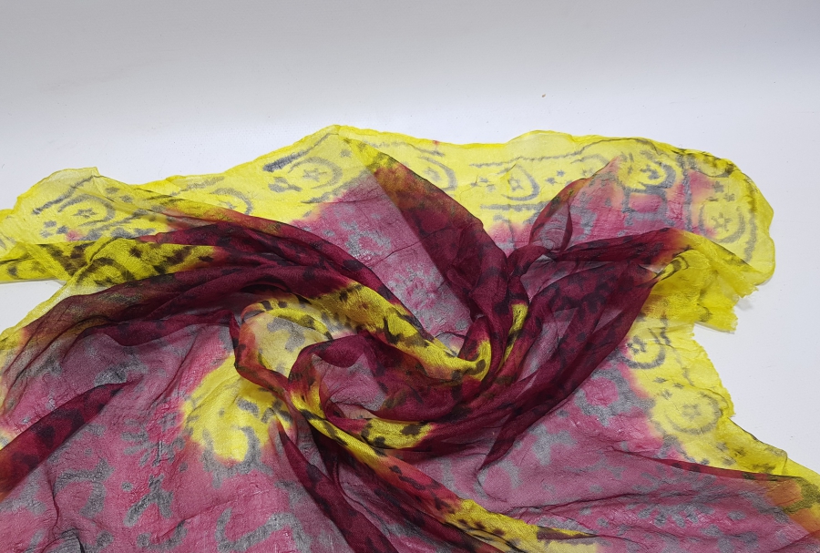 OSMANLI DÖNEMİ AY YILDIZLI İPEK BAŞ ÖRTÜSÜ - BÜRÜMCÜK