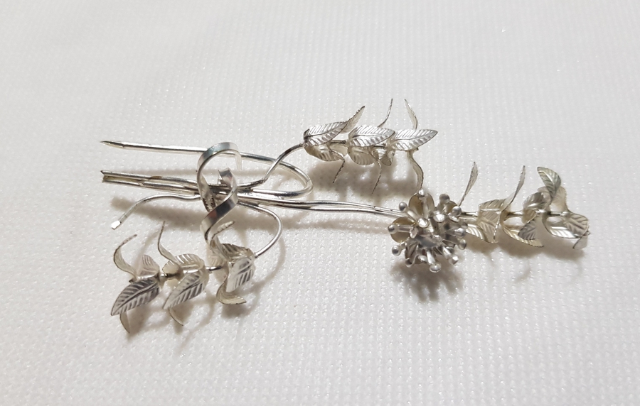 OSMANLI DÖNEMİ GÜMÜŞ GELİN TACI VE BROŞ