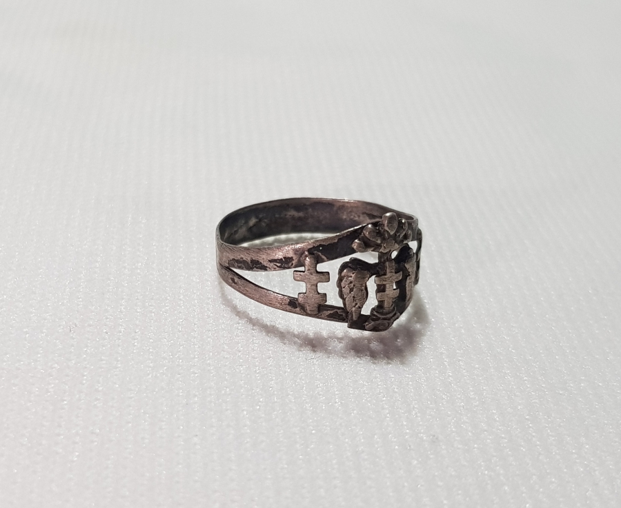 OSMANLI DÖNEMİ LEVANTEN İŞİ HIRİSTİYAN TEMALI GÜMÜŞ YÜZÜK