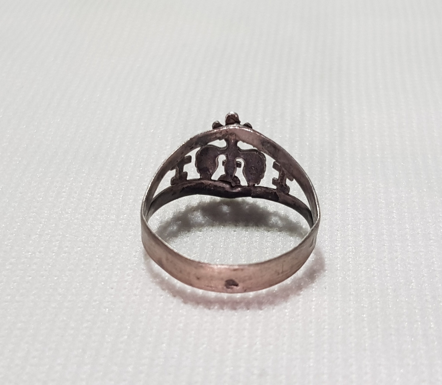 OSMANLI DÖNEMİ LEVANTEN İŞİ HIRİSTİYAN TEMALI GÜMÜŞ YÜZÜK