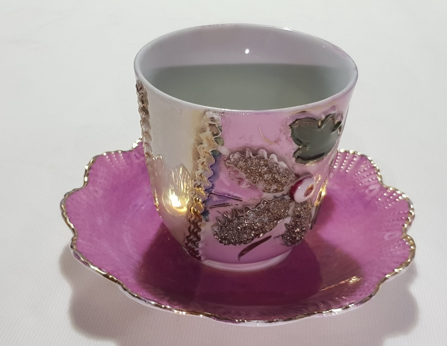 OSMANLICA DAMGALI SARAY İŞİ ÇOK NADİR FİNCAN