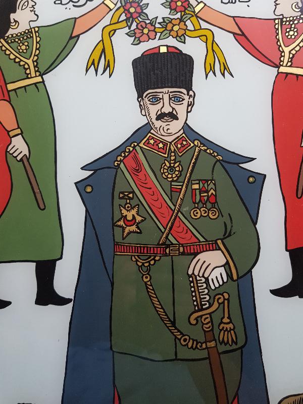 ANTİKA OSMANLICA YAZILI CAM ALTI MUSTAFA KEMAL ATATÜRK TABLOSU