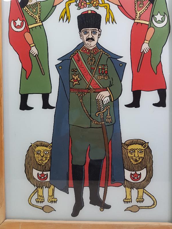 ANTİKA OSMANLICA YAZILI CAM ALTI MUSTAFA KEMAL ATATÜRK TABLOSU