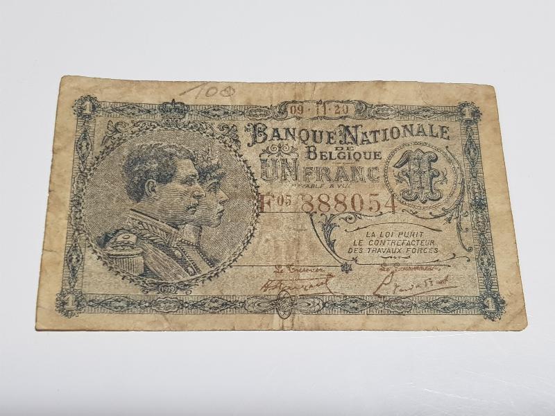 1920 TARİHLİ BELÇİKA 1 FRANK KAĞIT PARA - ÇOK NADİR