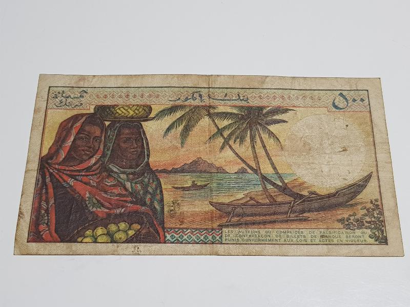 DÜNYANIN EN GÜZEL KAĞIT PARALARINDAN KOMOR ADALARI 500 FRANK