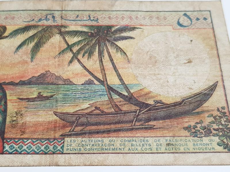 DÜNYANIN EN GÜZEL KAĞIT PARALARINDAN KOMOR ADALARI 500 FRANK