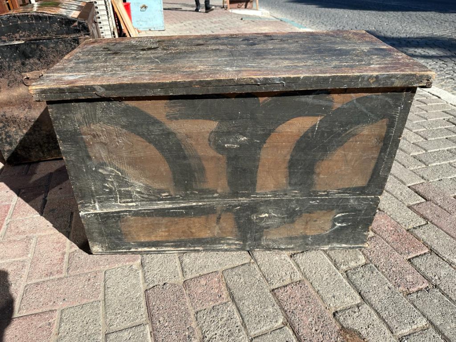 OSMANLI DEVLET ARMALI VE AY YILDILARLA SÜSLÜ GELİN ÇEYİZ SANDIĞI