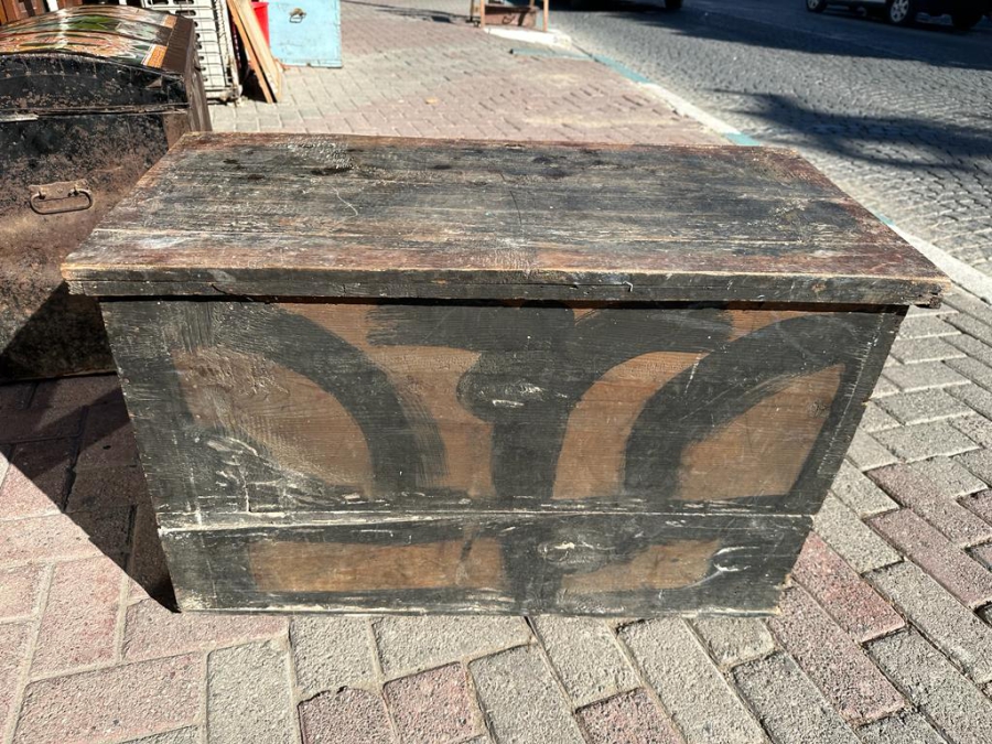 OSMANLI DEVLET ARMALI VE AY YILDILARLA SÜSLÜ GELİN ÇEYİZ SANDIĞI