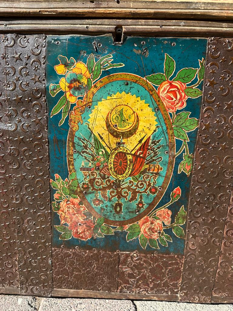 OSMANLI DEVLET ARMALI VE AY YILDILARLA SÜSLÜ GELİN ÇEYİZ SANDIĞI