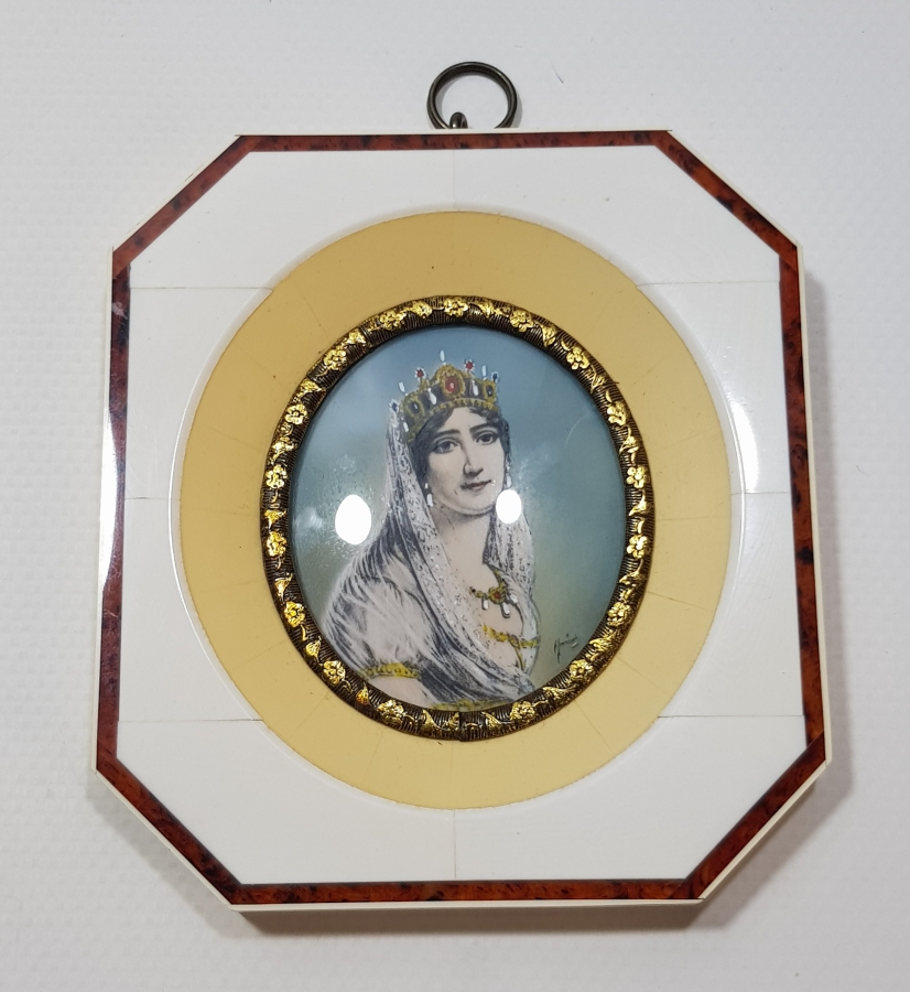 1850'LERDEN FİL DİŞİ ÇERÇEVELİ EL YAPIMI RESİM