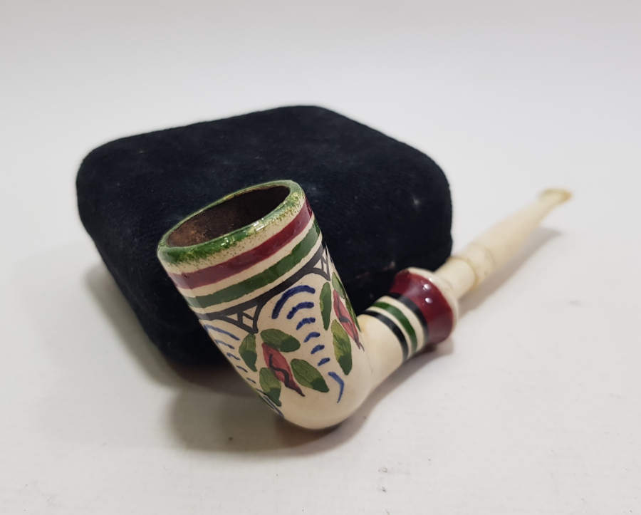 OSMANLI DÖNEMİ KÜTAHYA İŞİ EL BOYAMA USTA İMZALI PİPO