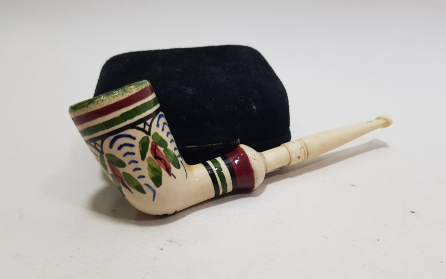 OSMANLI DÖNEMİ KÜTAHYA İŞİ EL BOYAMA USTA İMZALI PİPO