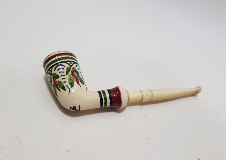 OSMANLI DÖNEMİ KÜTAHYA İŞİ EL BOYAMA USTA İMZALI PİPO