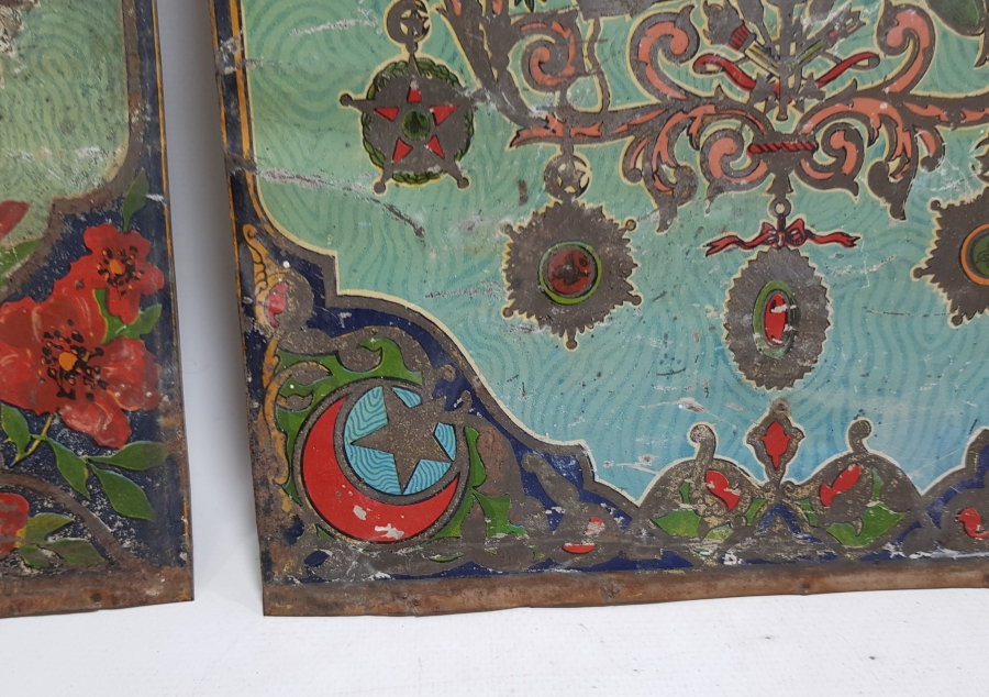 ÜZERİNDE OSMANLI DEVLET ARMASI VE OSMANLI NİŞANLARI GÖRSELİ BULUNAN ÇOK NADİR SANDIK ÖNÜ PARÇALARI