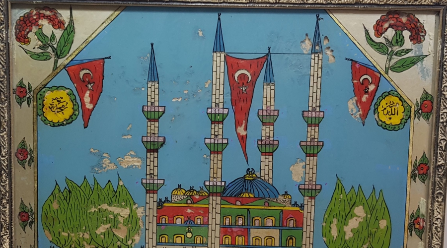 OSMANLI DÖNEMİ BÜYÜK BOY SELİMİYE CAMİ GÖRSELLİ CAM ALTI PANO