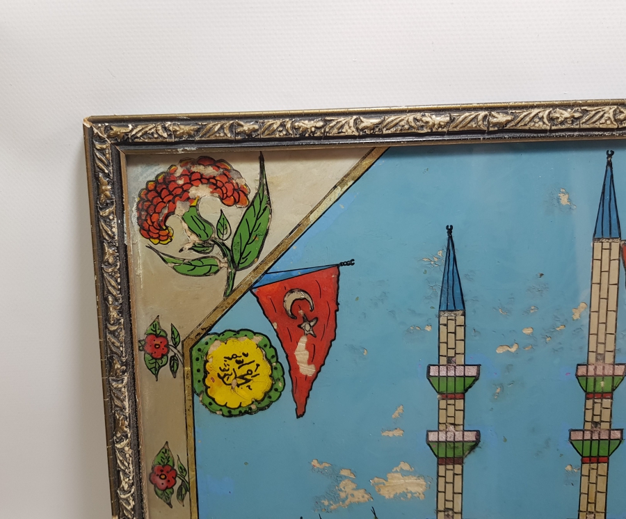 OSMANLI DÖNEMİ BÜYÜK BOY SELİMİYE CAMİ GÖRSELLİ CAM ALTI PANO