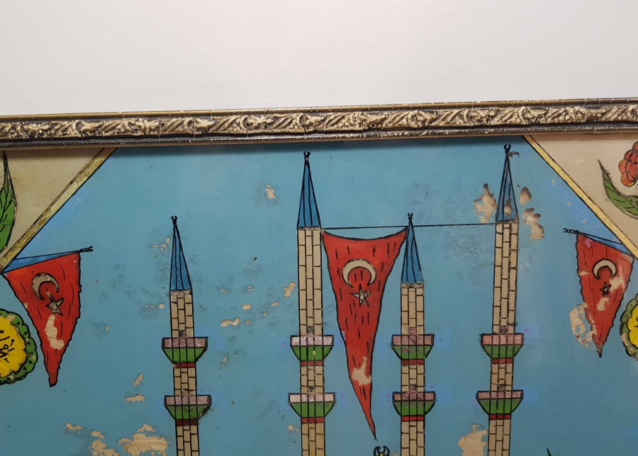 OSMANLI DÖNEMİ BÜYÜK BOY SELİMİYE CAMİ GÖRSELLİ CAM ALTI PANO