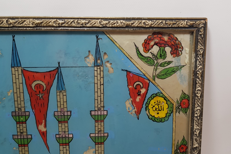 OSMANLI DÖNEMİ BÜYÜK BOY SELİMİYE CAMİ GÖRSELLİ CAM ALTI PANO