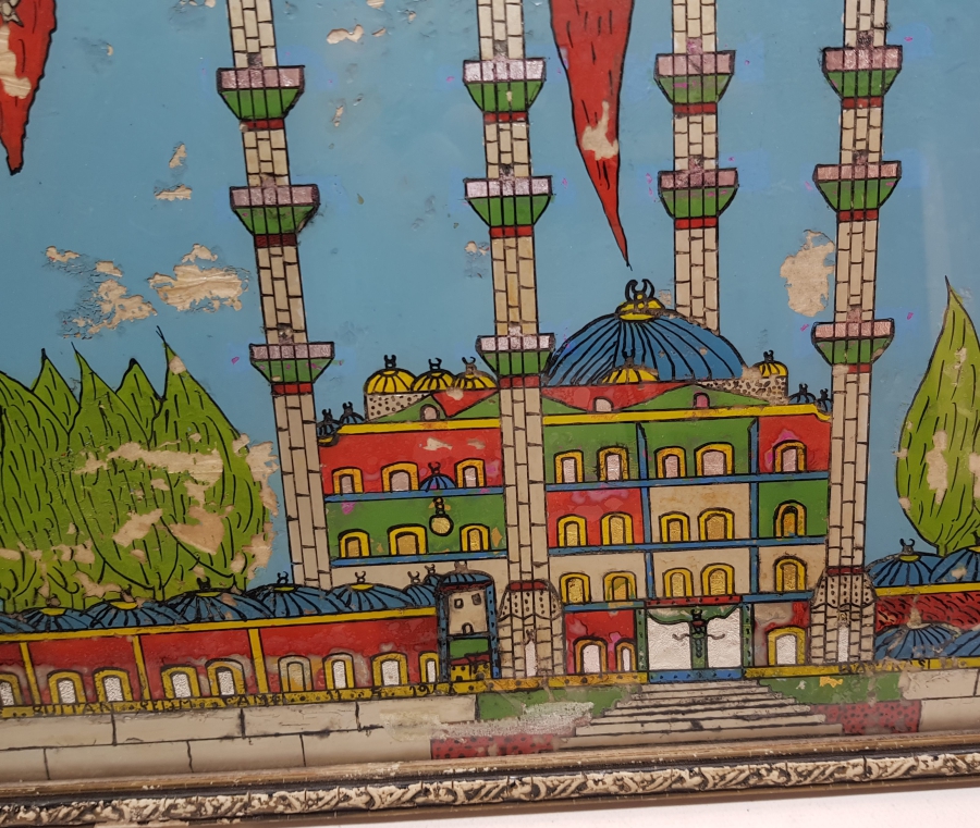 OSMANLI DÖNEMİ BÜYÜK BOY SELİMİYE CAMİ GÖRSELLİ CAM ALTI PANO