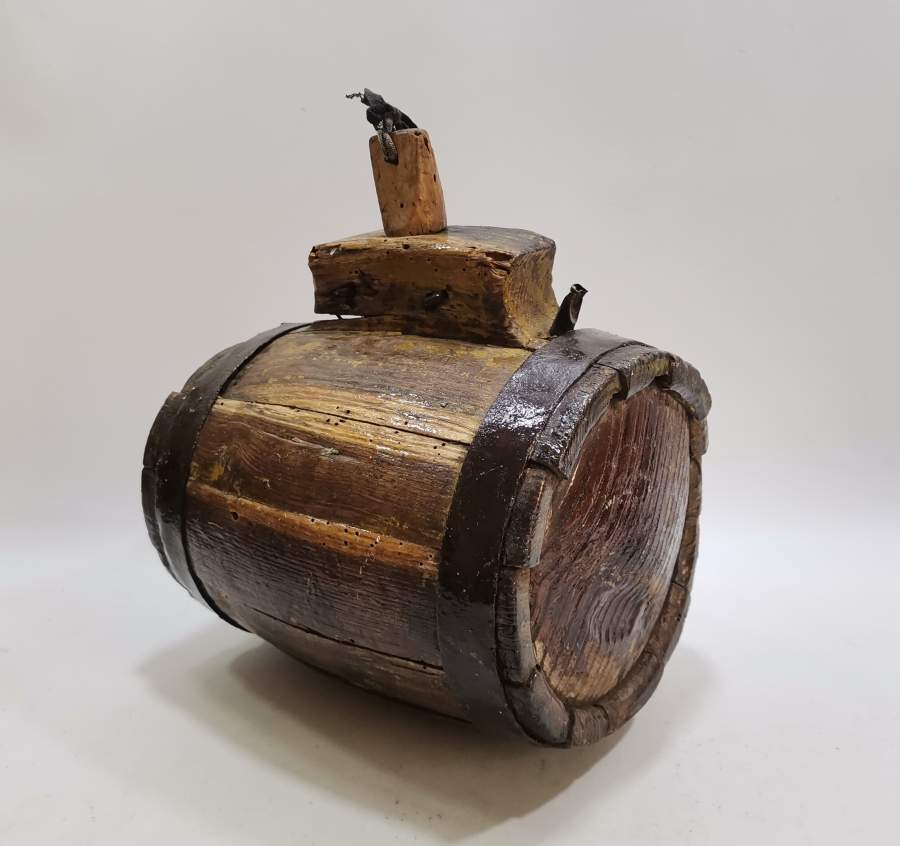 OSMANLI DÖNEMİ ÇOK NADİR AHŞAP GEMİ TOPU BARUTLUĞU - BARUT FIÇISI