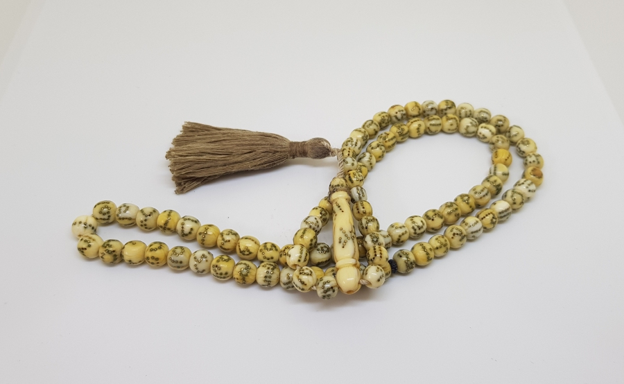 OSMANLI DÖNEMİ FİL DİŞİNDEN MAMUL ÜZERİNDE ESMA ÜL HÜSNA NIN İSİMLERİNİN YAZILI OLDUĞU ÇOK NADİR NAMAZ TESPİHİ - ZİKİR TESPİHİ