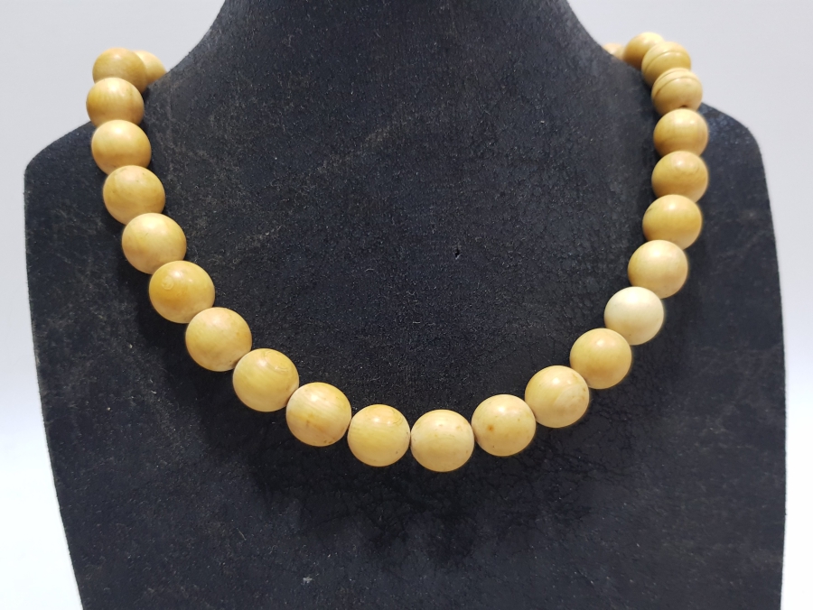 OSMANLI DÖNEMİ İRİ TANELİ FİL DİŞİ GERDANLIK - TESPİH İÇİN DE UYGUNDUR