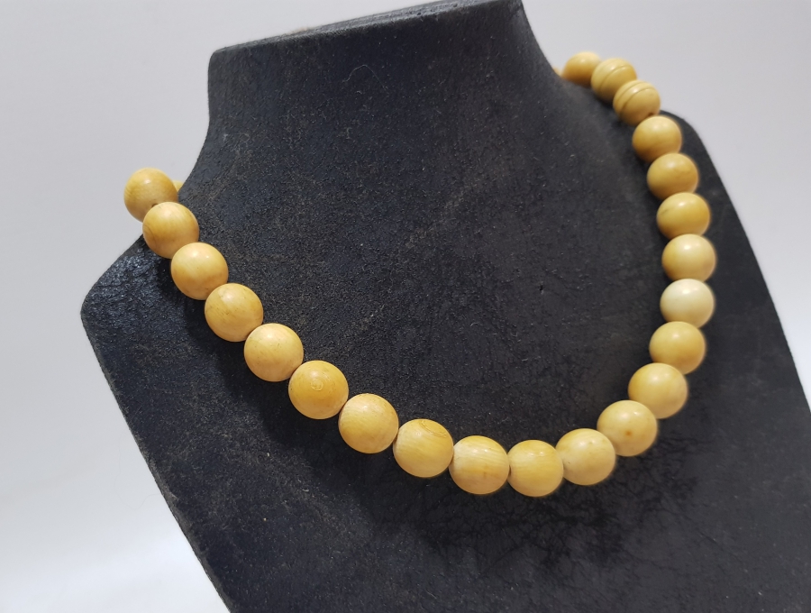 OSMANLI DÖNEMİ İRİ TANELİ FİL DİŞİ GERDANLIK - TESPİH İÇİN DE UYGUNDUR