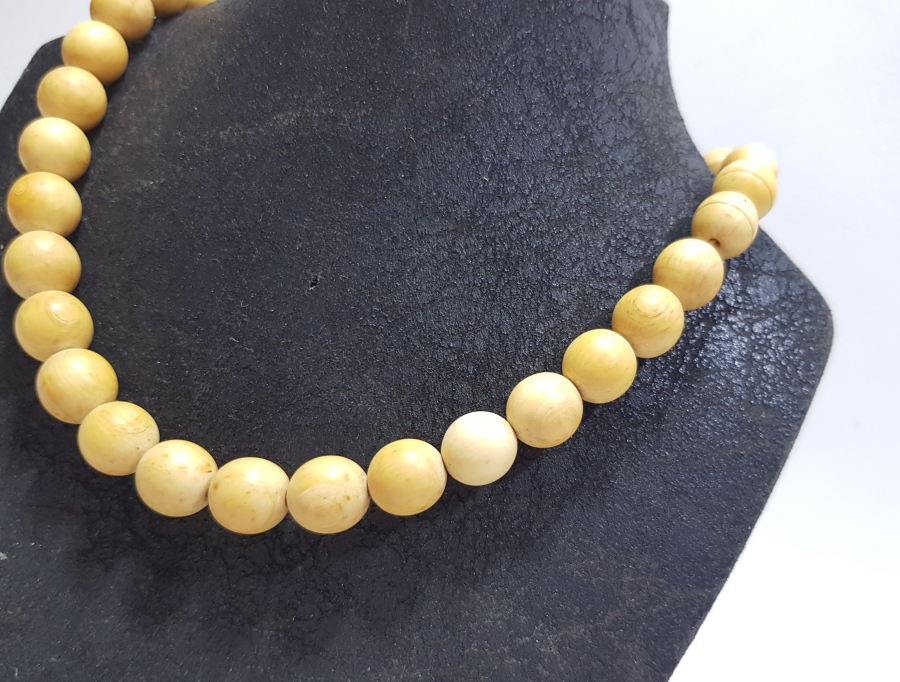 OSMANLI DÖNEMİ İRİ TANELİ FİL DİŞİ GERDANLIK - TESPİH İÇİN DE UYGUNDUR