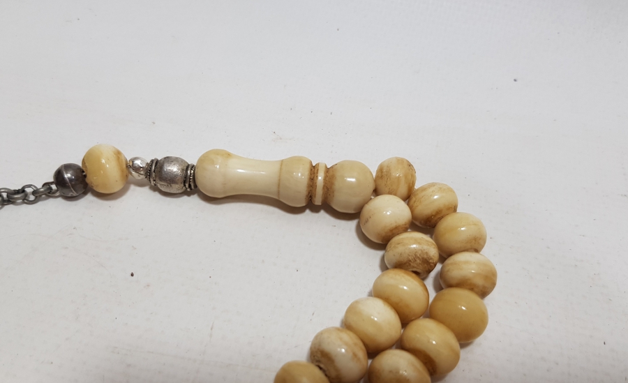 OSMANLI DÖNEMİ ORİJİNAL PÜSKÜLÜYLE KEMİK TESPİH