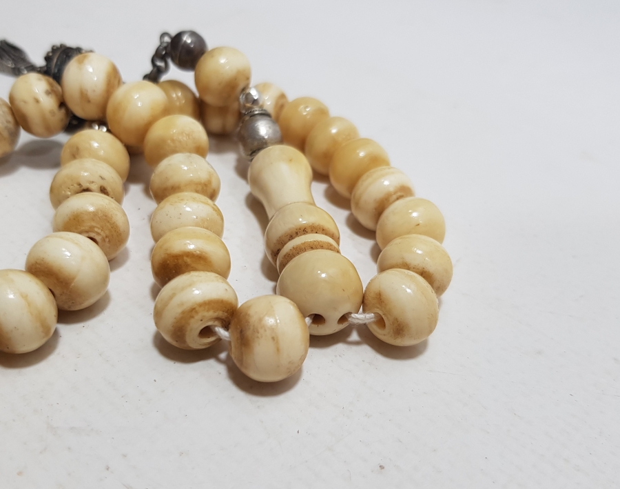 OSMANLI DÖNEMİ ORİJİNAL PÜSKÜLÜYLE KEMİK TESPİH