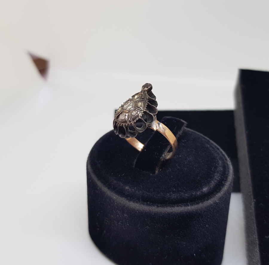 OSMANLI DÖNEMİ DAMLA MODEL ELMAS TAŞLI YÜZÜK