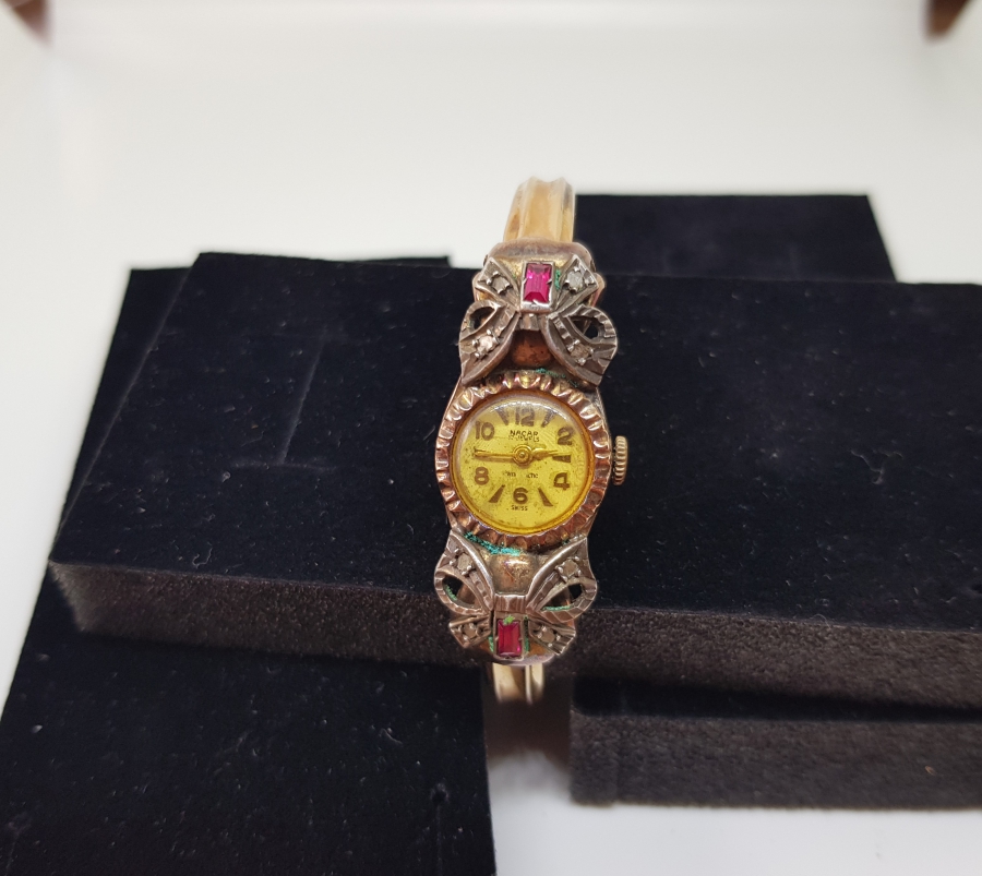 ELMAS VE YAKUT TAŞLI ÖZEL YAPIM ANTİKA ALTIN SAAT