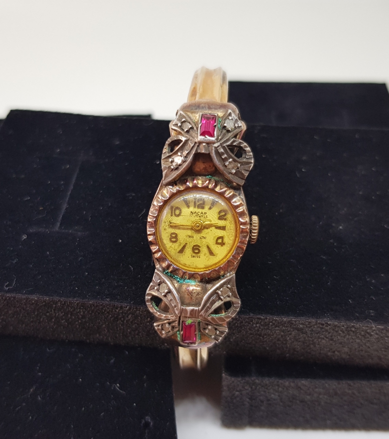 ELMAS VE YAKUT TAŞLI ÖZEL YAPIM ANTİKA ALTIN SAAT