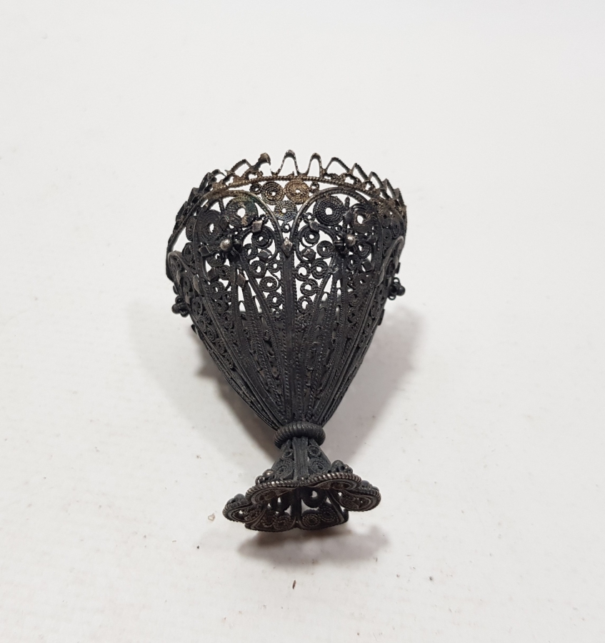 SAF GÜMÜŞTEN MAMUL OSMANLI DÖNEMİ TELKARİ İŞÇİLİKLİ FİNCAN ZARFI