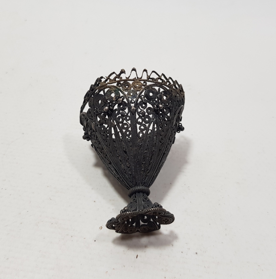 SAF GÜMÜŞTEN MAMUL OSMANLI DÖNEMİ TELKARİ İŞÇİLİKLİ FİNCAN ZARFI